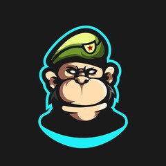 military monkey logo design vector
