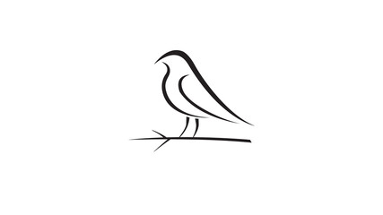 Creative Bird on a Branch Symbol Abstract Logo