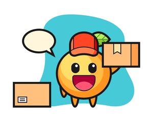 Orange fruit cartoon as a courier