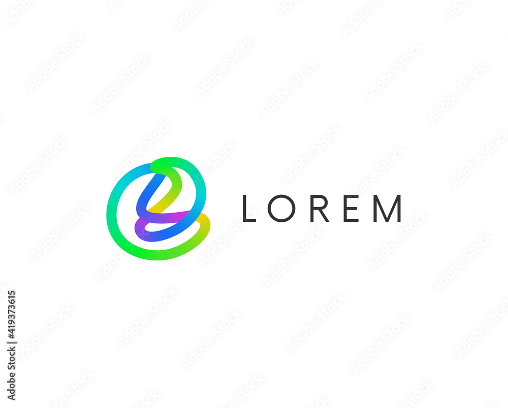 Fototapete Modern minimal abstract colorful logo shape vector design. Linear logotype abstraction.