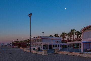 sunrise with beautiful colors at malvarosa beach of the City of valencia, costa blanca, spain