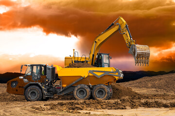 excavator at work on construction site
