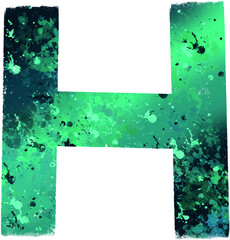 letter H. vector. emerald texture
