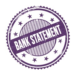 BANK STATEMENT text written on purple indigo grungy round stamp.