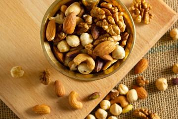 mixed nuts morter and pestle