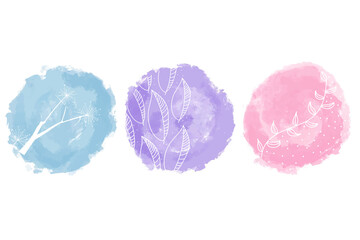 Set of abstract story highlight covers icons. Round watercolor highlight backgrounds for social media stories. Stylish design elements for beauty shop, bloggers, social, page cover, wedding elements