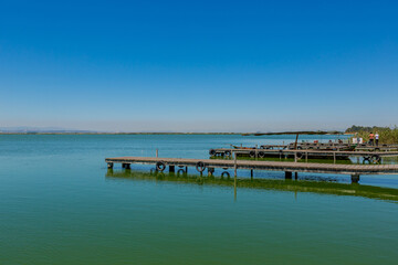Obraz premium Desembarcadero de la albufera, boat rental for trips on La Albufera, Costa Blanca, Spain