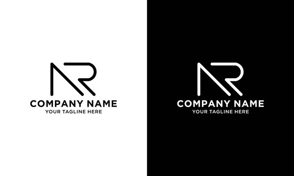 NR company linked letter logo design vector template on a black and white background.