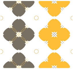 Seamless patterns with abstract patterns in the form of flowers, sticks and circles