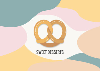 Pretzel Flat Design bakery food, Bavarian food, Vector illustration isolated on white background.