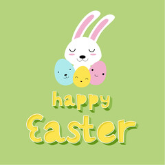 easter card with bunny and eggs, summer holiday, greeting card
