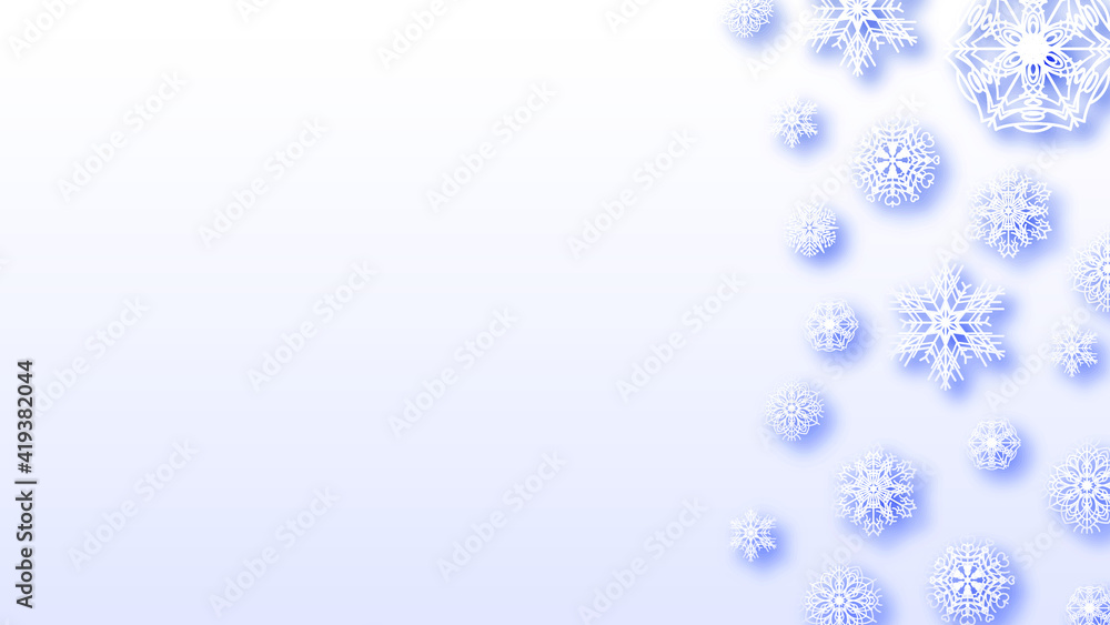 Poster abstract background winter with snowflakes shadows vector design style template