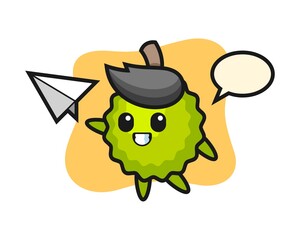 Durian cartoon throwing paper airplane