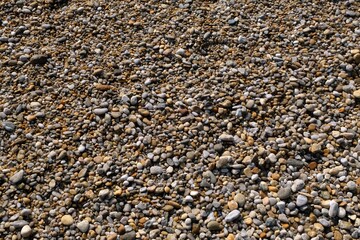 Gros plan sur des cailloux d'une plage en Bretagne