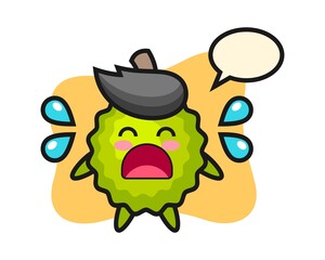 Fototapeta premium Durian cartoon with crying gesture