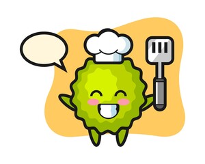 Durian chef cartoon is cooking