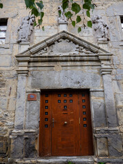 fachada de antiguo palacio solariego, Artziniega, Alava, Pais Vasco, Spain