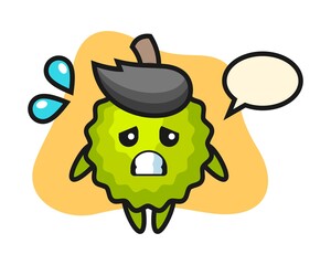 Durian cartoon with afraid gesture