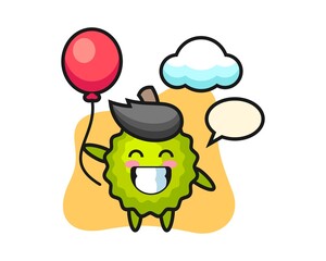 Durian cartoon is playing balloon