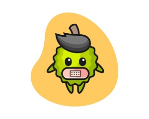 Durian cartoon with tape on mouth