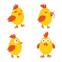 Sweet yellow Easter chicken in anticipation of Easter. Vector