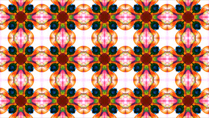 flower lime pink orange and big eyes bug cartoon