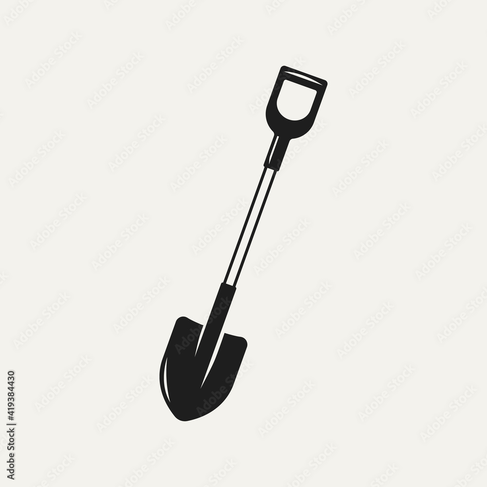 Wall mural isolated vintage shovel icon template vector illustration design. classic retro farming, mining, building graphic resource