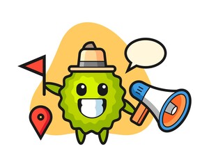 Durian cartoon as a tour guide