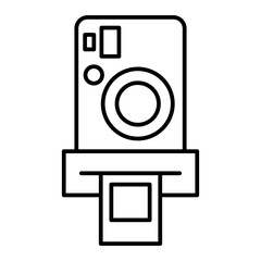 Vector Instant Camera Outline Icon Design