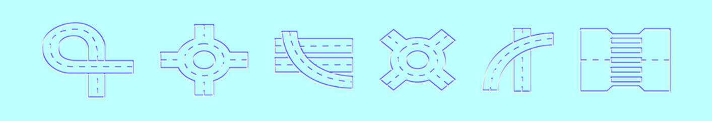 Obraz premium set of highway cartoon icon design template with various models. vector illustration isolated on blue background