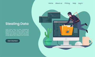 hacker activity steals data from computers landing page