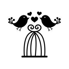 Bird cage, vector design on white isolated background