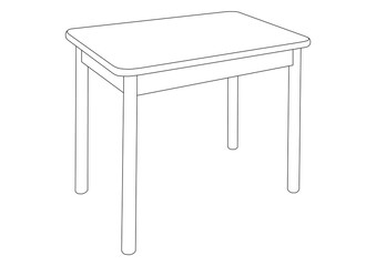 Simple Dining Table Image Black White. Table For Taking Food Or For Work. Image For Catalog Layout Or Web Pictures.