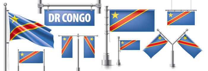 Fototapeta na wymiar Vector set of the national flag of Democratic Republic of the Congo
