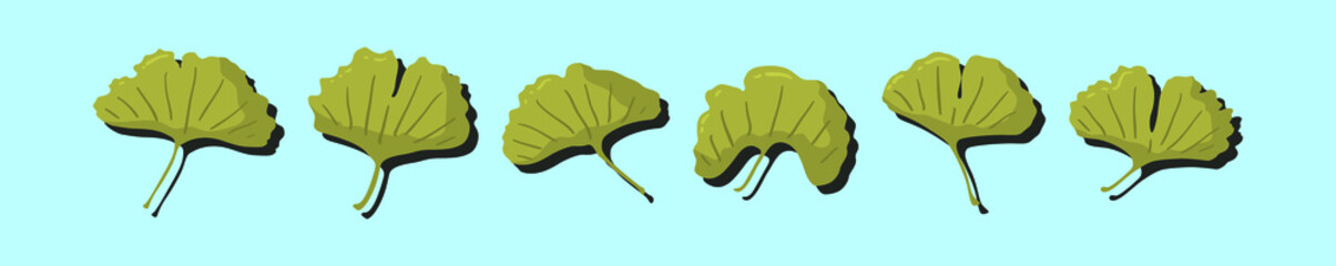 set of ginkgo cartoon design template with various models. vector illustration isolated on blue background
