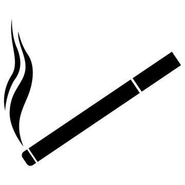 Burning cigarette icon. Simplified picture for signs.