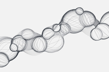 Bubble wireframe decorative backgrounds for your landing page, web, app design. Dynamic clear wire backgrounds with lines futuristic style. Minimalist motion wireframe bubble on white background.