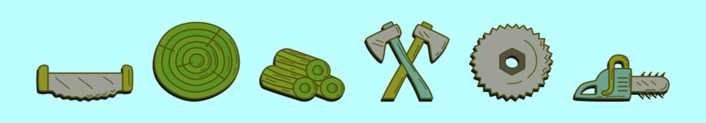 set of woodcutter cartoon icon design template with various models. vector illustration isolated on blue background