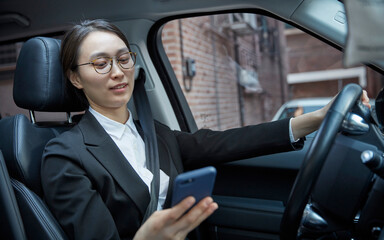 businesswoman in the car