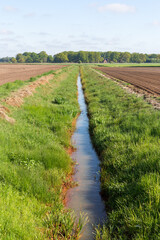 Fototapeta na wymiar Graben zur Entwässerung von Feldern in der Landwirtschaft