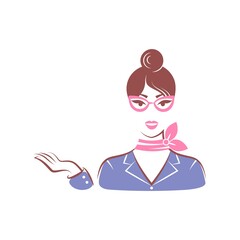 Shop assistant woman. Userpic. Portrait isolated on white background