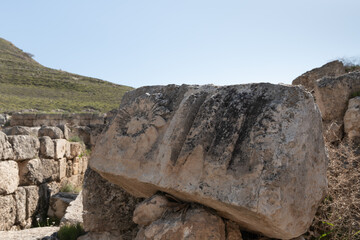 The ruins  of the outer part of the palace of King Herod - Herodion,in the Judean Desert, in Israel