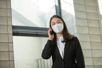 Office woman with mask