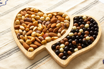 Mixed nuts and chocolate balls