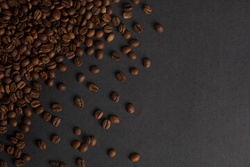 Freshly roasted coffee beans background.