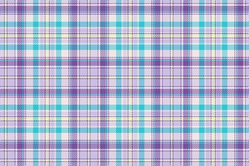 soft violet main color gingham checkered seamless fabric texture with cyan and yellow stripes for plaid, tablecloths, shirts, tartan, clothes, dresses, bedding