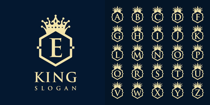 Collection of initial letters a to z with a crown frame logo design