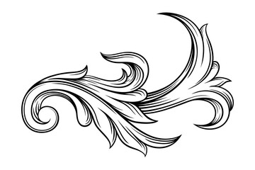 Scroll as Baroque Element with Arabesque and Flourish Motif Vector Illustration