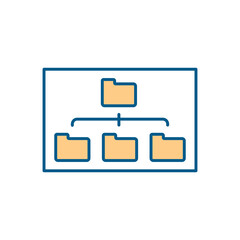 Folders and subfolders RGB color icon. Storage on computer systems. Files and documents organization. Subdirectories. Virtual container in computer file system. Isolated vector illustration