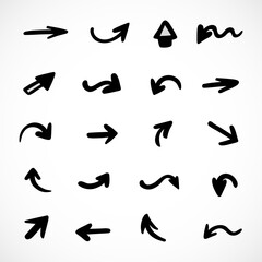 Vector set of hand-drawn arrows, elements for presentation